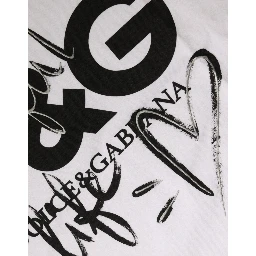 White Cotton Logo Print Round Neck T-shirt
