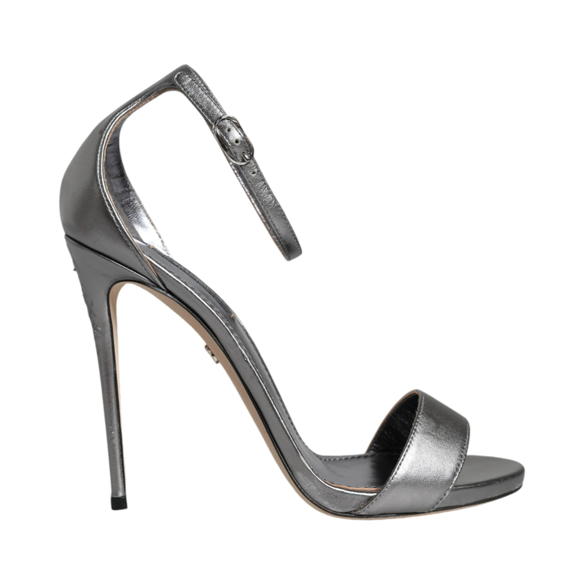 Silver KEIRA Heels Ankle Strap Sandals Shoes