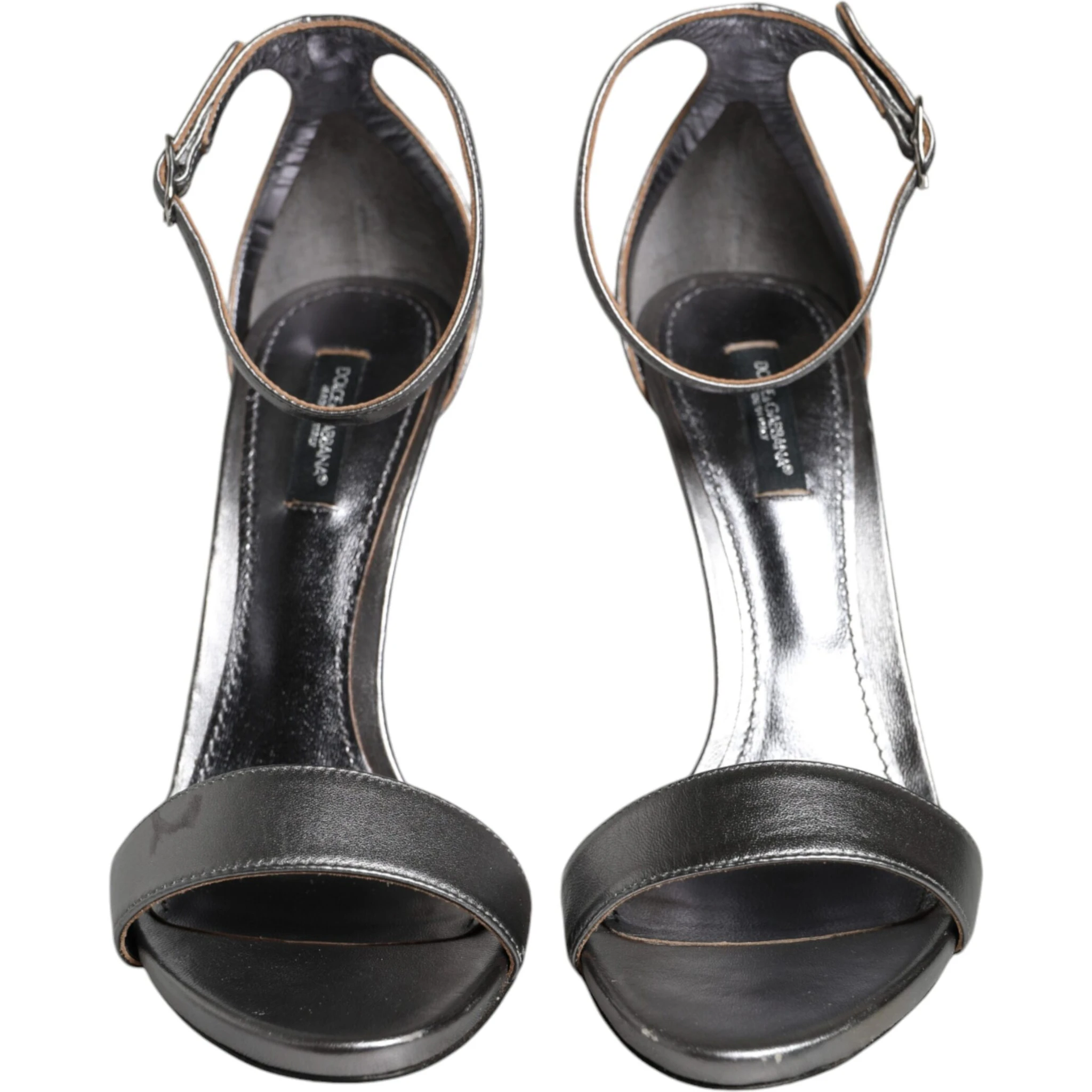 Silver KEIRA Heels Ankle Strap Sandals Shoes