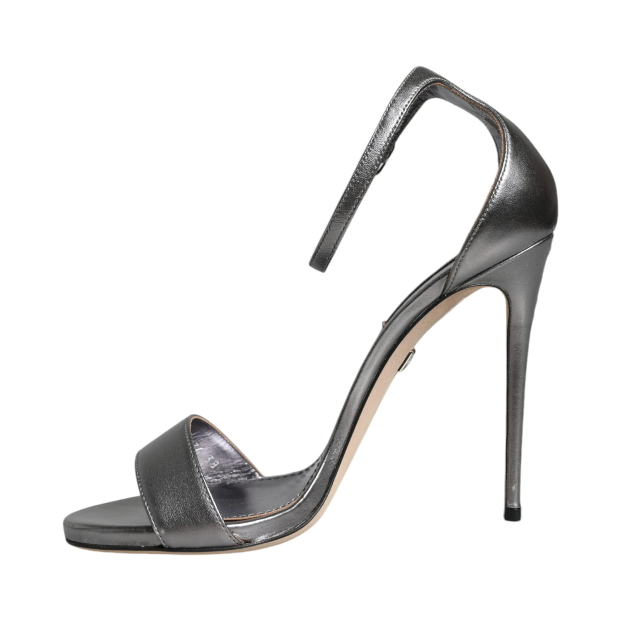 Silver KEIRA Heels Ankle Strap Sandals Shoes