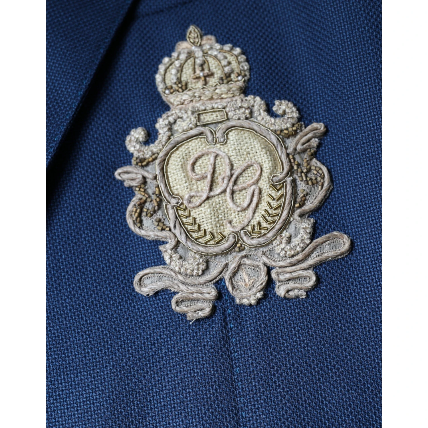 Blue Wool Logo Single Breasted Coat Blazer