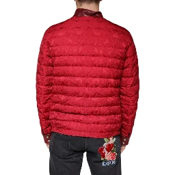 Red Quilted Bomber Gold Crown Logo Jacket
