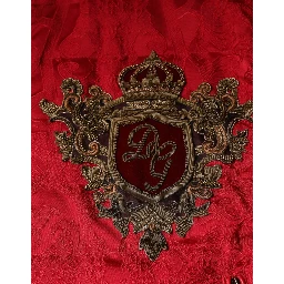 Red Quilted Bomber Gold Crown Logo Jacket