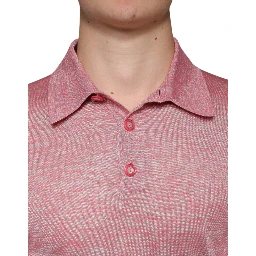 Pink Polyester Long Sleeve Men Polo T-shirt