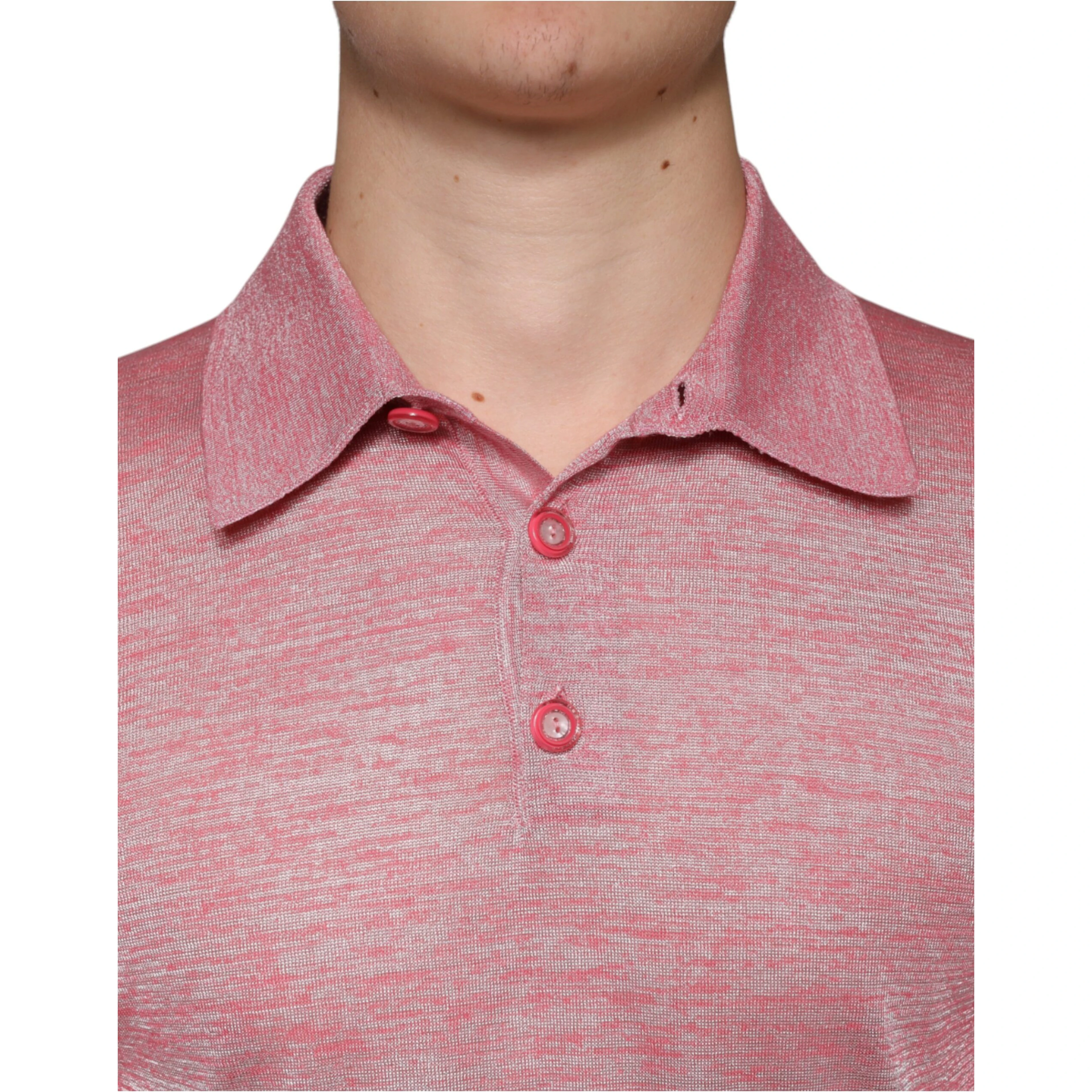 Pink Polyester Long Sleeve Men Polo T-shirt