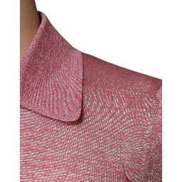 Pink Polyester Long Sleeve Men Polo T-shirt
