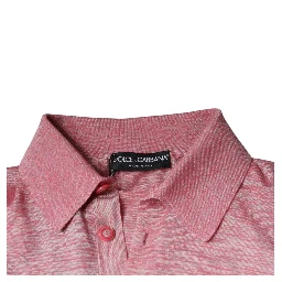 Pink Polyester Long Sleeve Men Polo T-shirt