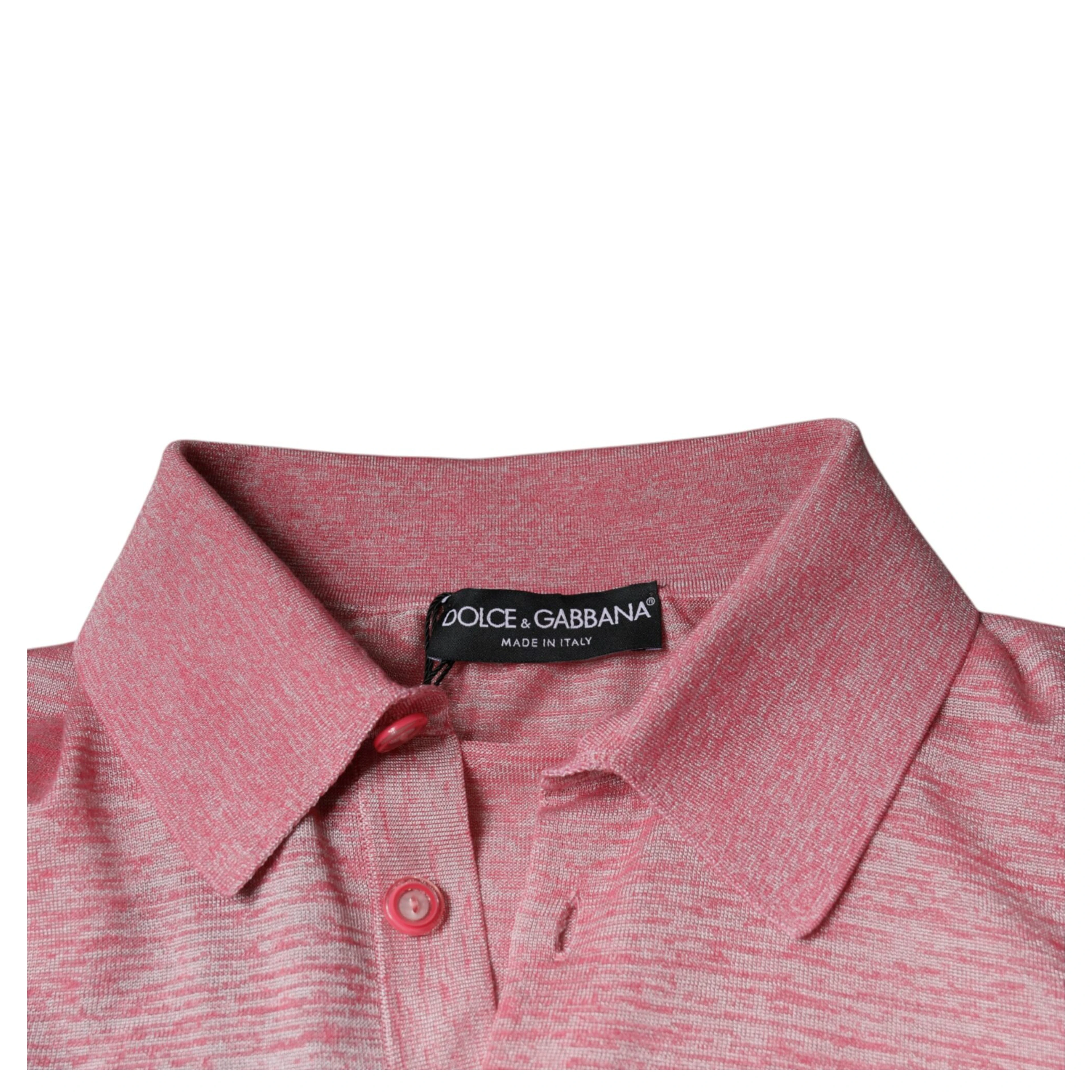 Pink Polyester Long Sleeve Men Polo T-shirt