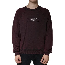 Maroon Logo Crew Neck Men Sweatshirt Sweater