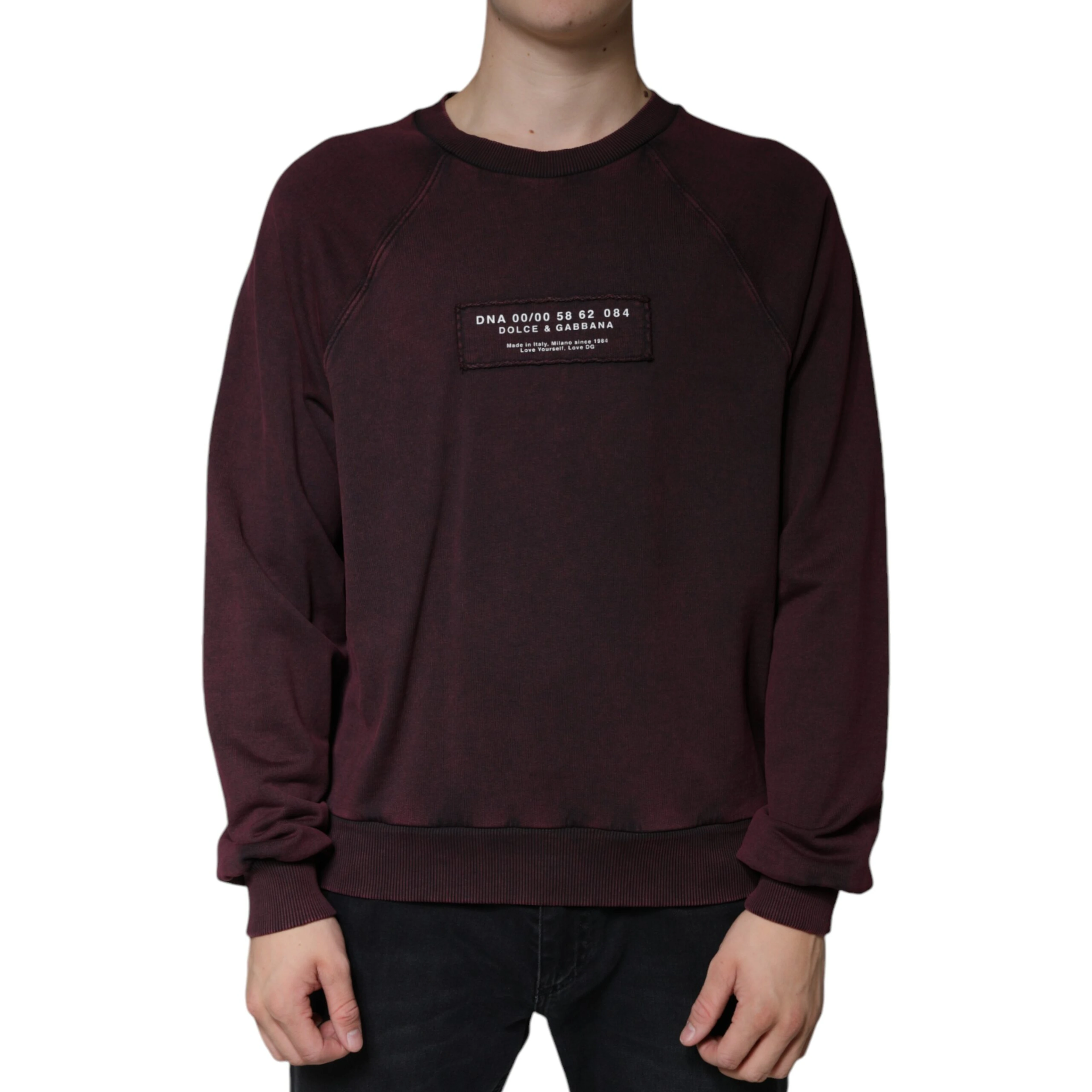 Maroon Logo Crew Neck Men Sweatshirt Sweater