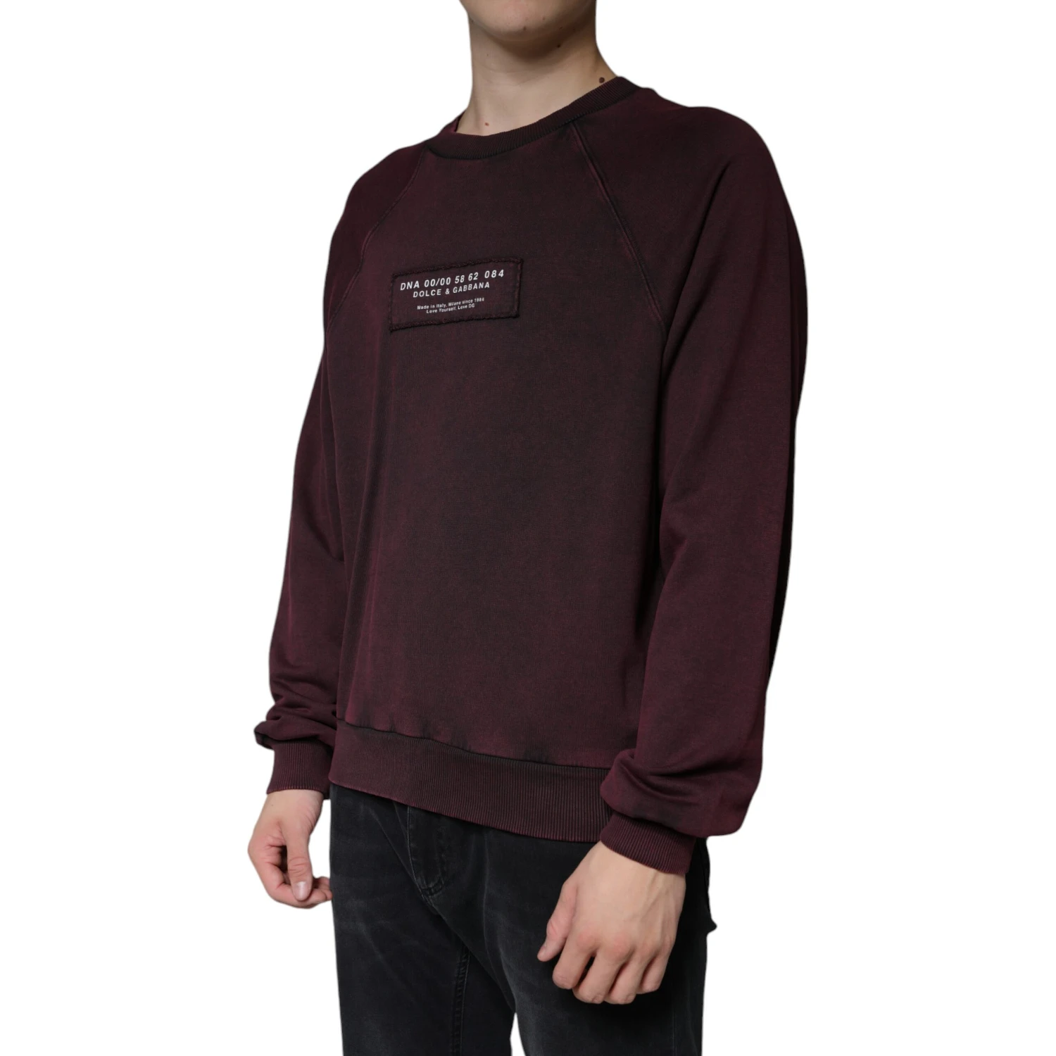 Maroon Logo Crew Neck Men Sweatshirt Sweater