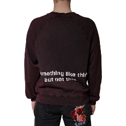 Maroon Logo Crew Neck Men Sweatshirt Sweater
