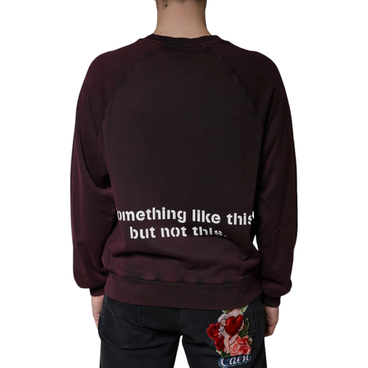 Maroon Logo Crew Neck Men Sweatshirt Sweater