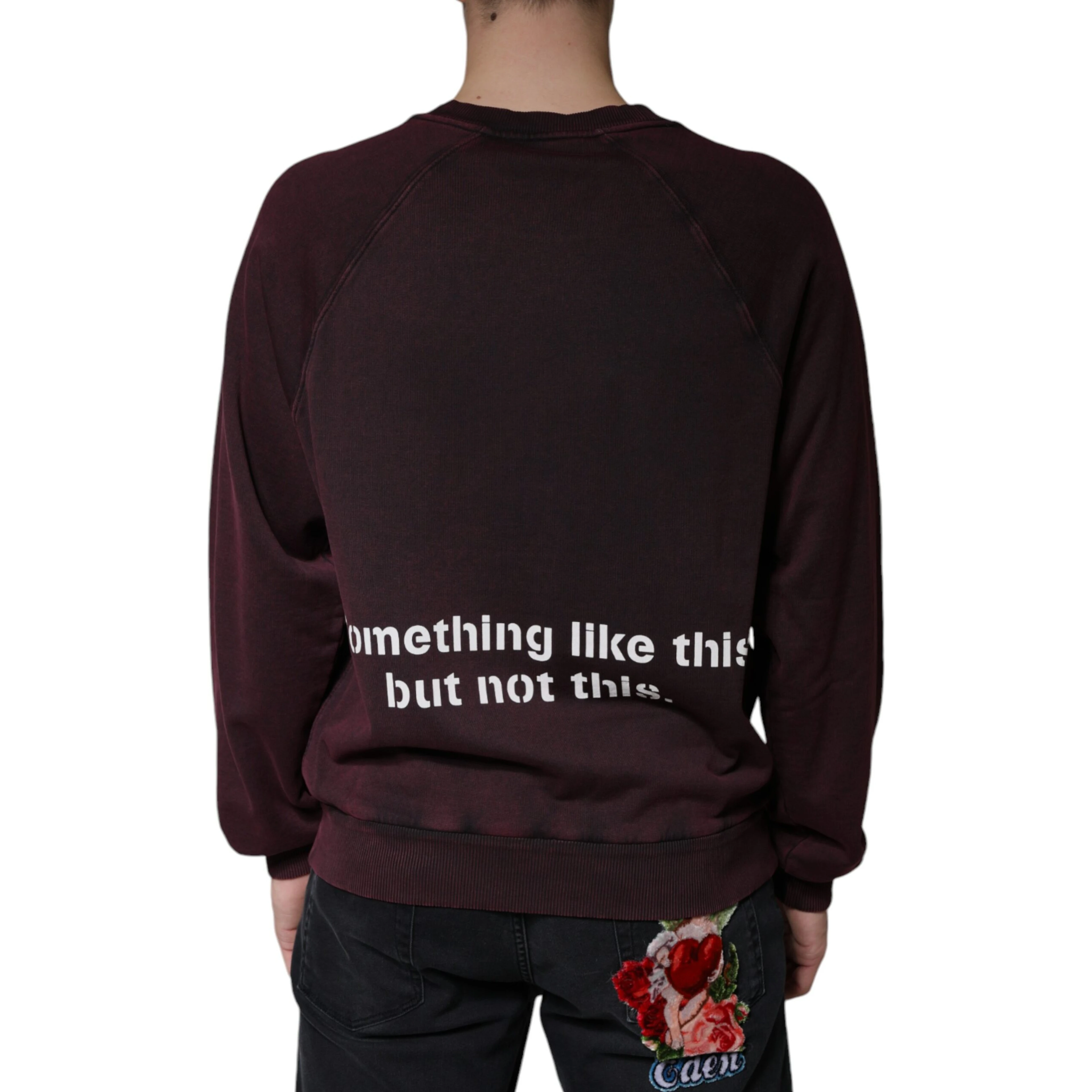 Maroon Logo Crew Neck Men Sweatshirt Sweater