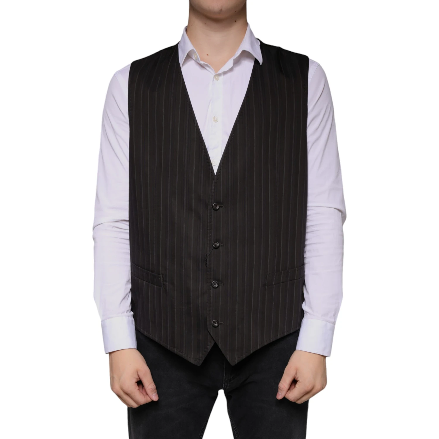 Black Cotton Waistcoat Dress Formal Vest