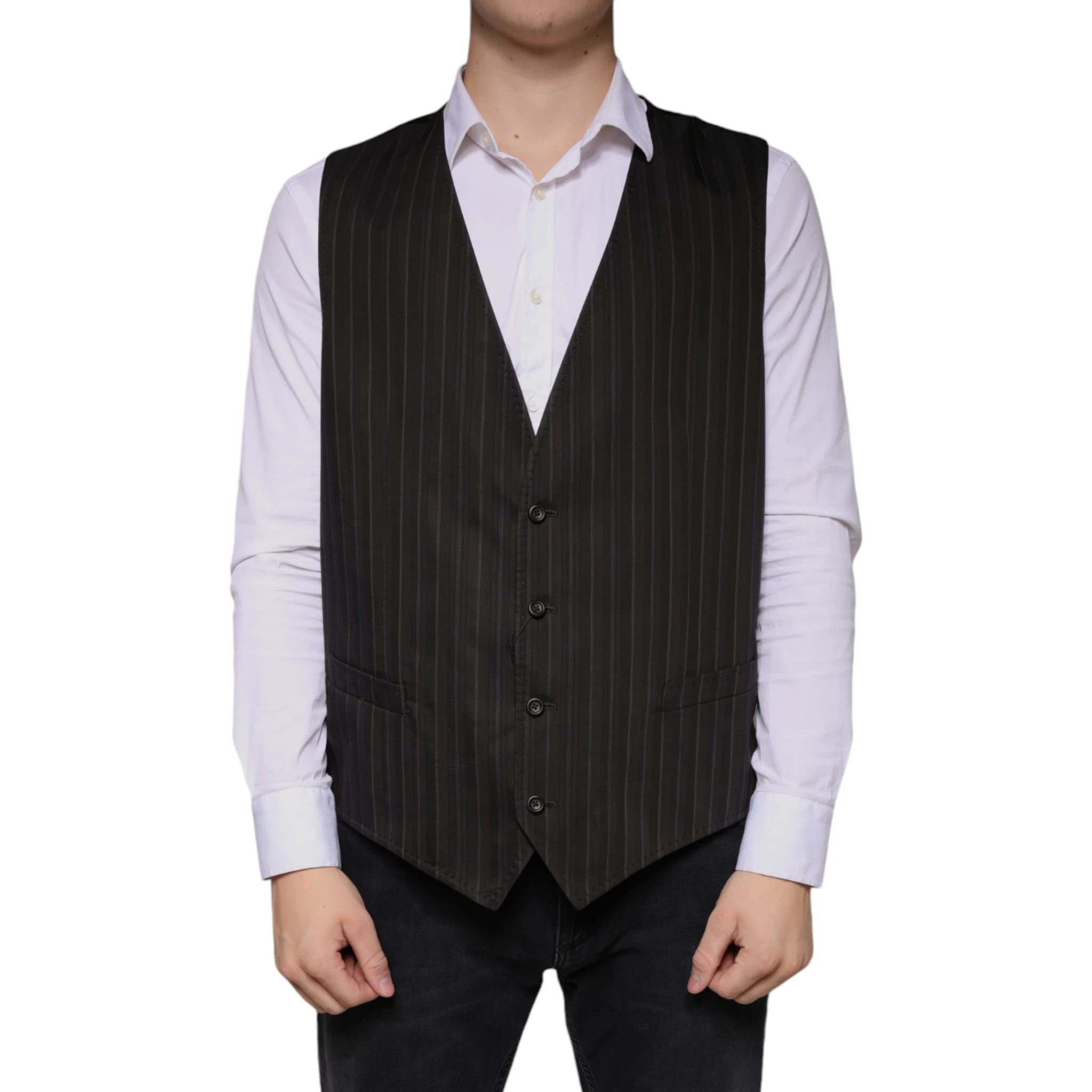 Black Cotton Waistcoat Dress Formal Vest