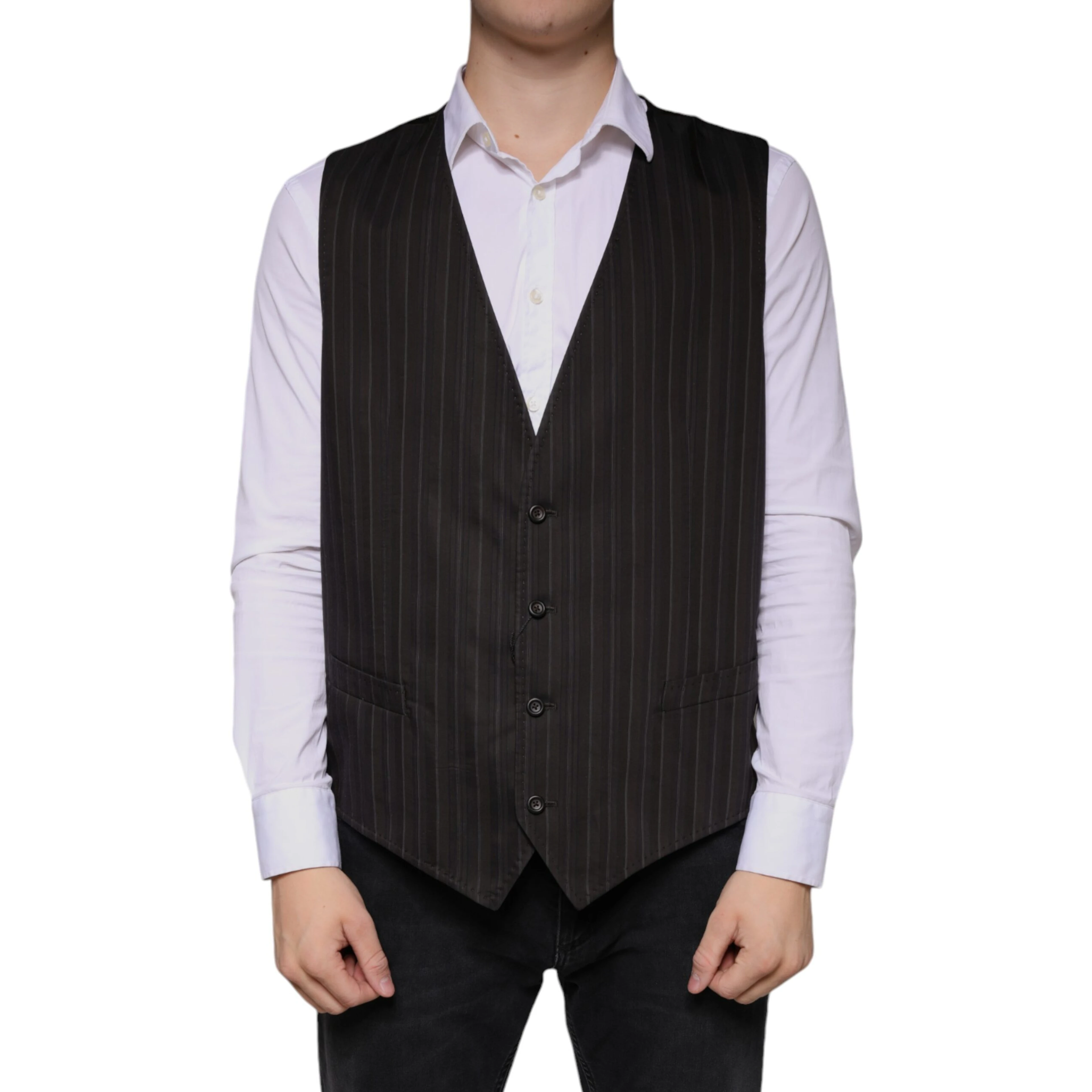 Black Cotton Waistcoat Dress Formal Vest