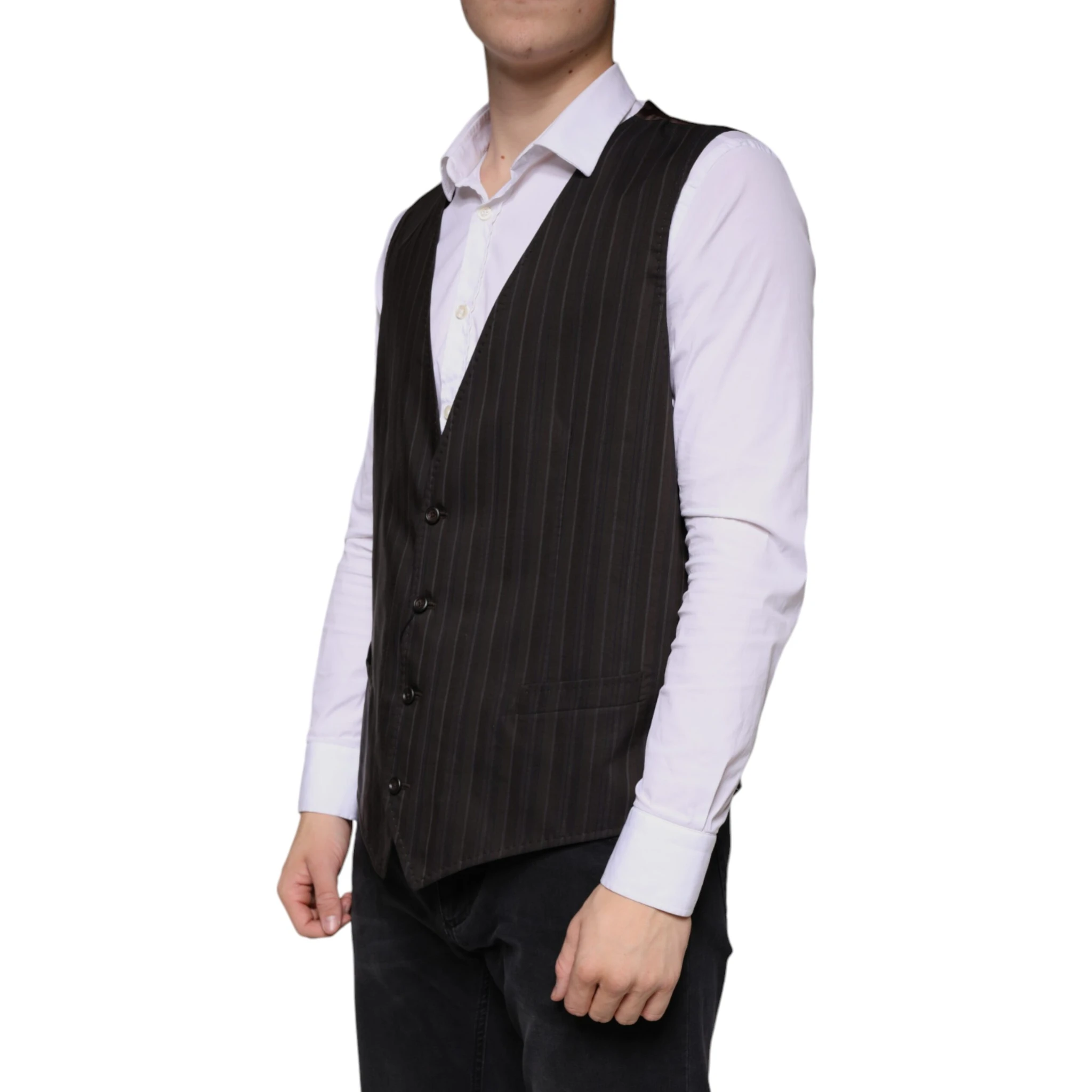 Black Cotton Waistcoat Dress Formal Vest