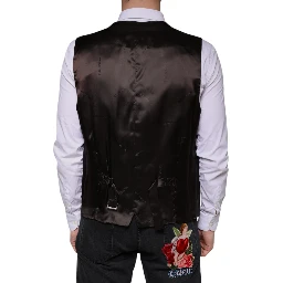 Black Cotton Waistcoat Dress Formal Vest