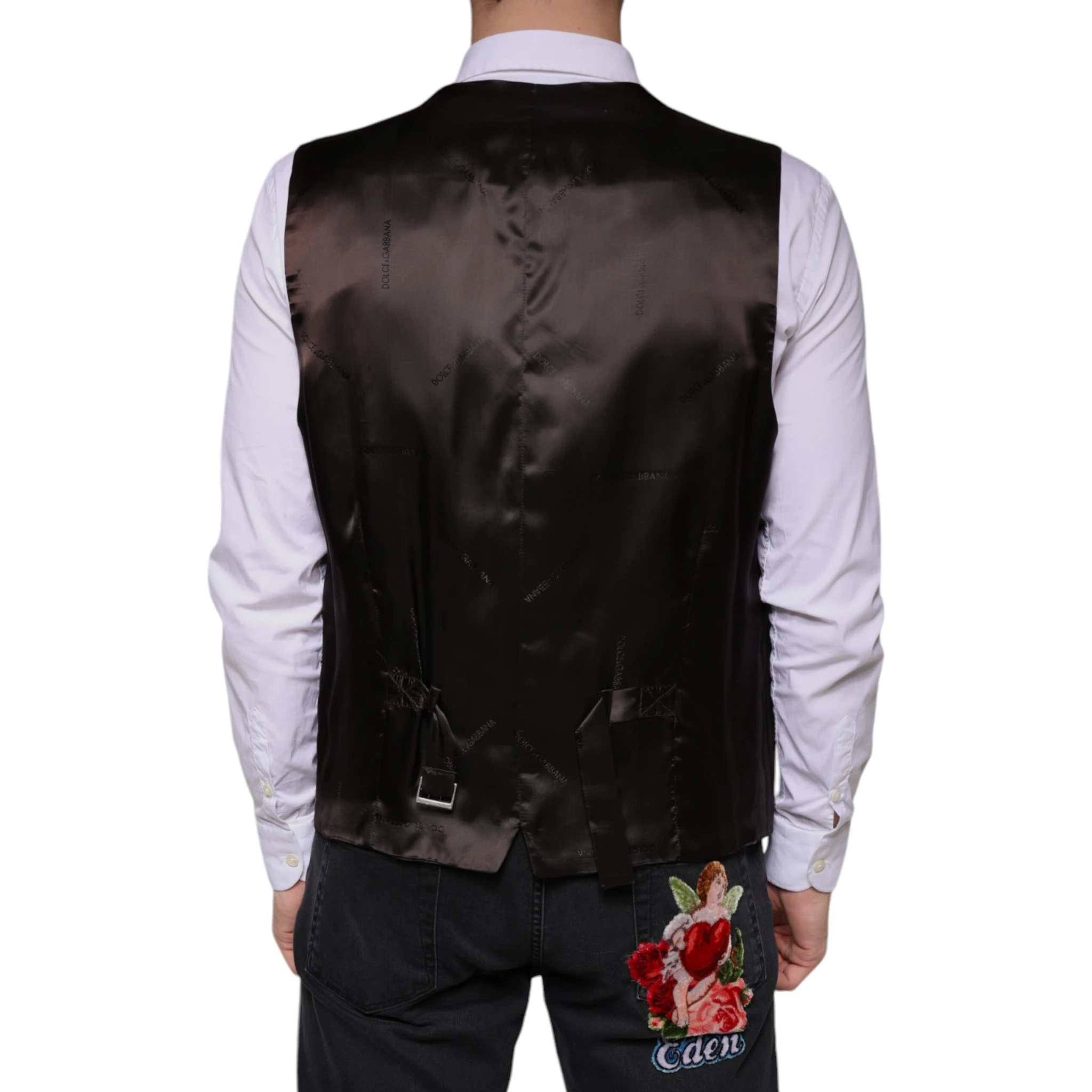 Black Cotton Waistcoat Dress Formal Vest