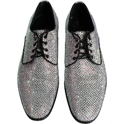 Silver Leather Rhinestones Derby Dress Shoes