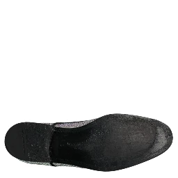 Silver Leather Rhinestones Derby Dress Shoes