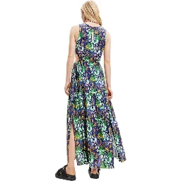 Blue Viscose Long Dress