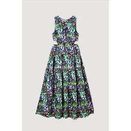 Blue Viscose Long Dress