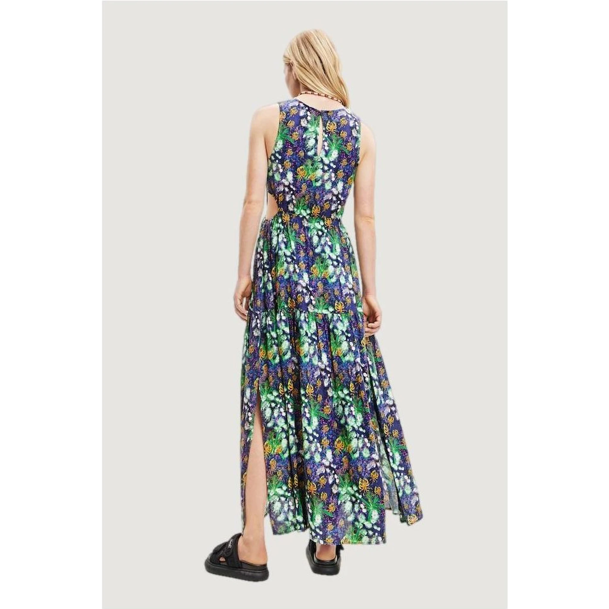 Blue Viscose Long Dress