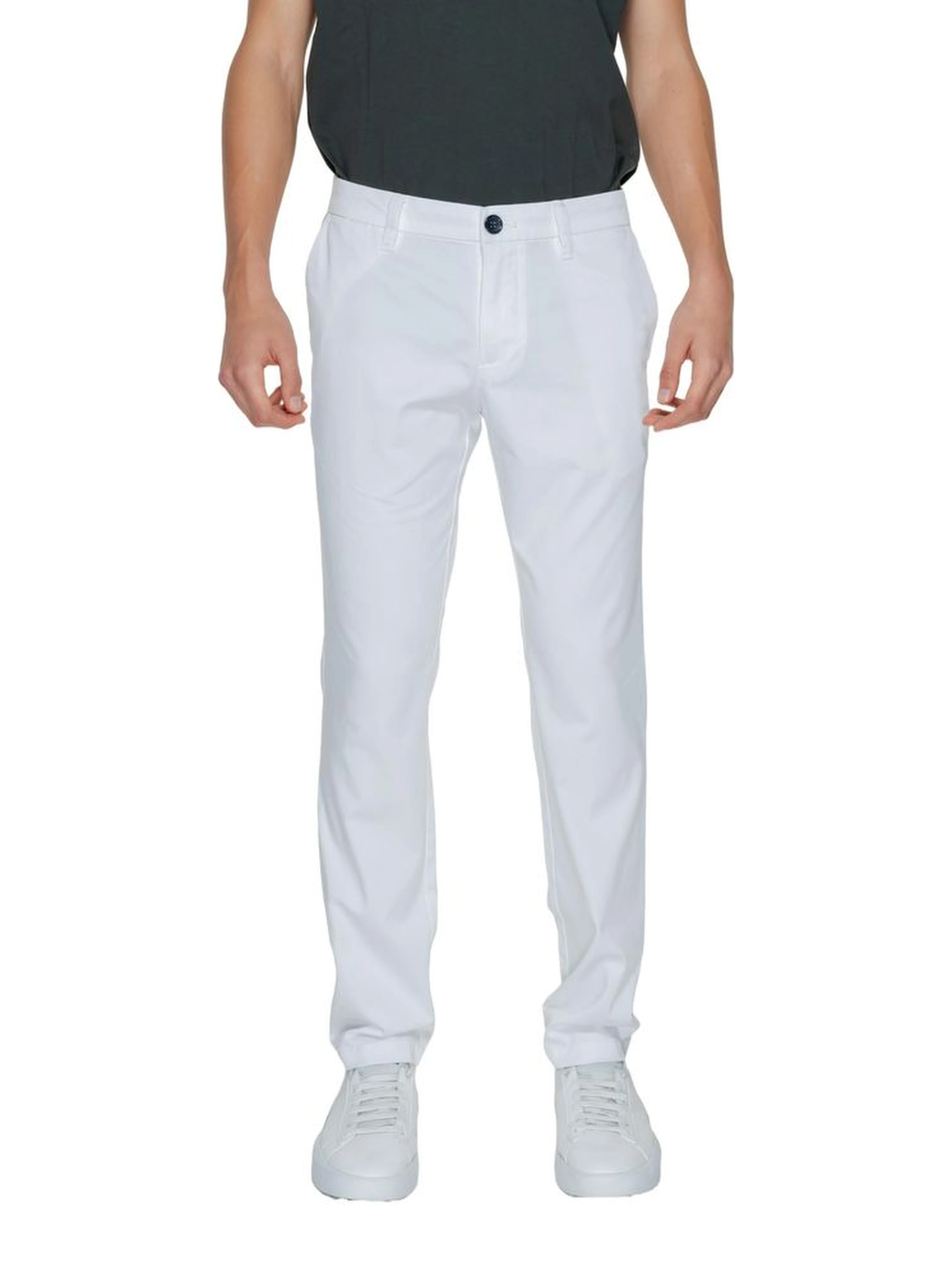 White Cotton Casual Pants
