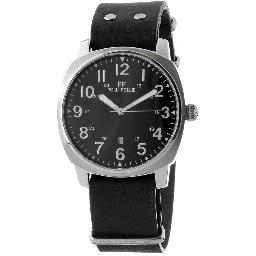 Black Leather Dress Watch