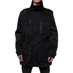 Black Nylon Winter Men Parka Coat Jacket