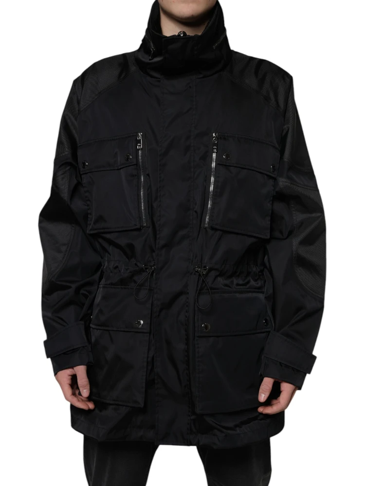 Black Nylon Winter Men Parka Coat Jacket