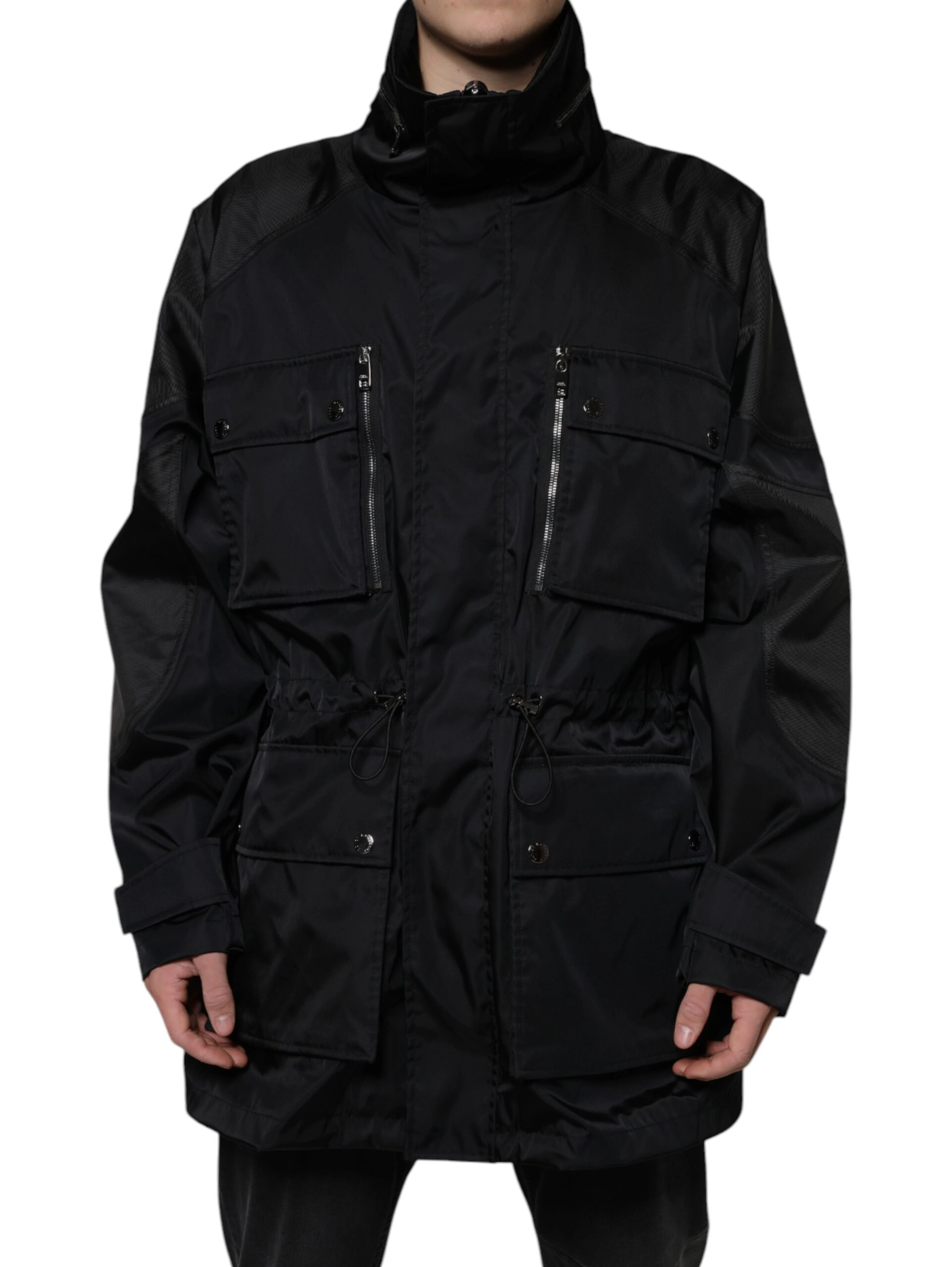 Black Nylon Winter Men Parka Coat Jacket