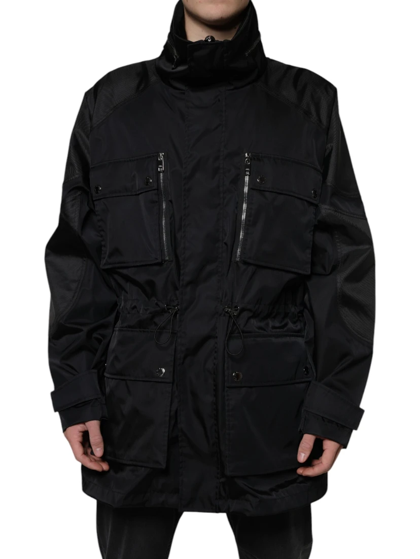 Black Nylon Winter Men Parka Coat Jacket