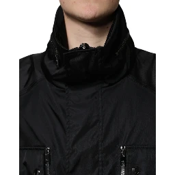 Black Nylon Winter Men Parka Coat Jacket