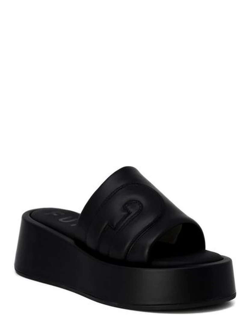 Black Leather Slippers