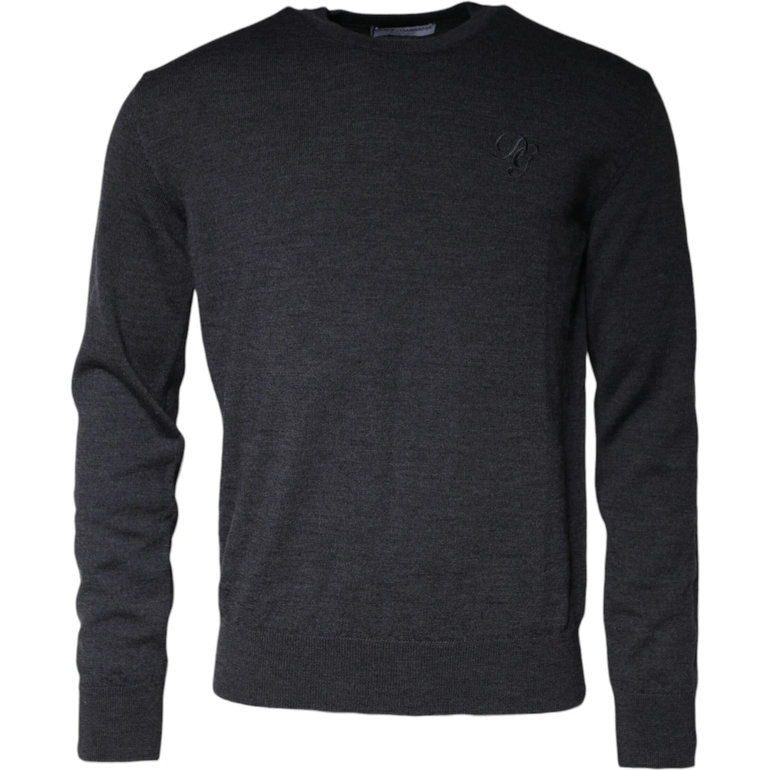 Dark Gray Wool Crew Neck Pullover Sweater