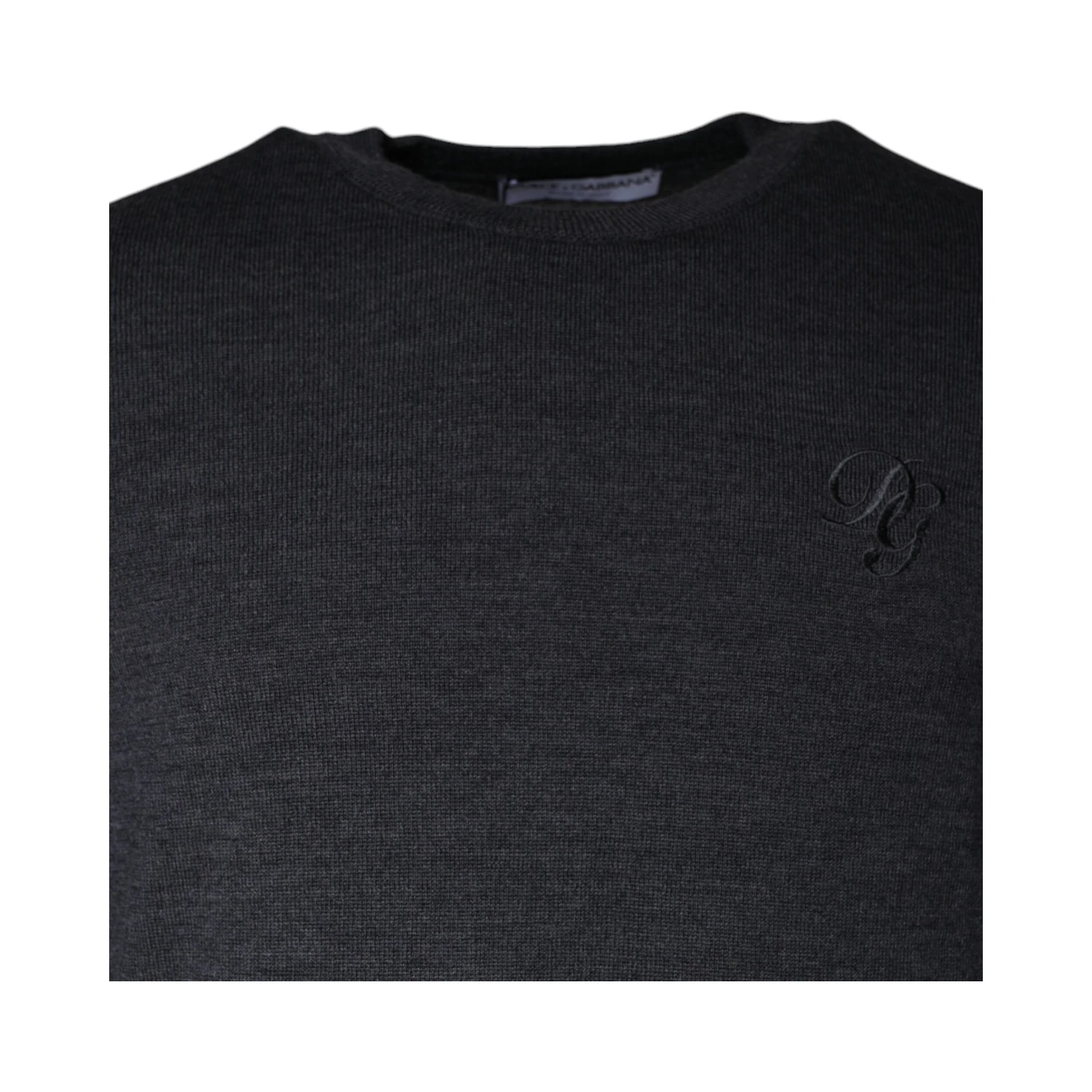 Dark Gray Wool Crew Neck Pullover Sweater