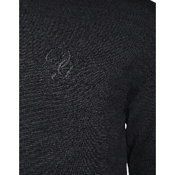 Dark Gray Wool Crew Neck Pullover Sweater