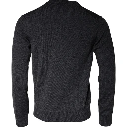 Dark Gray Wool Crew Neck Pullover Sweater
