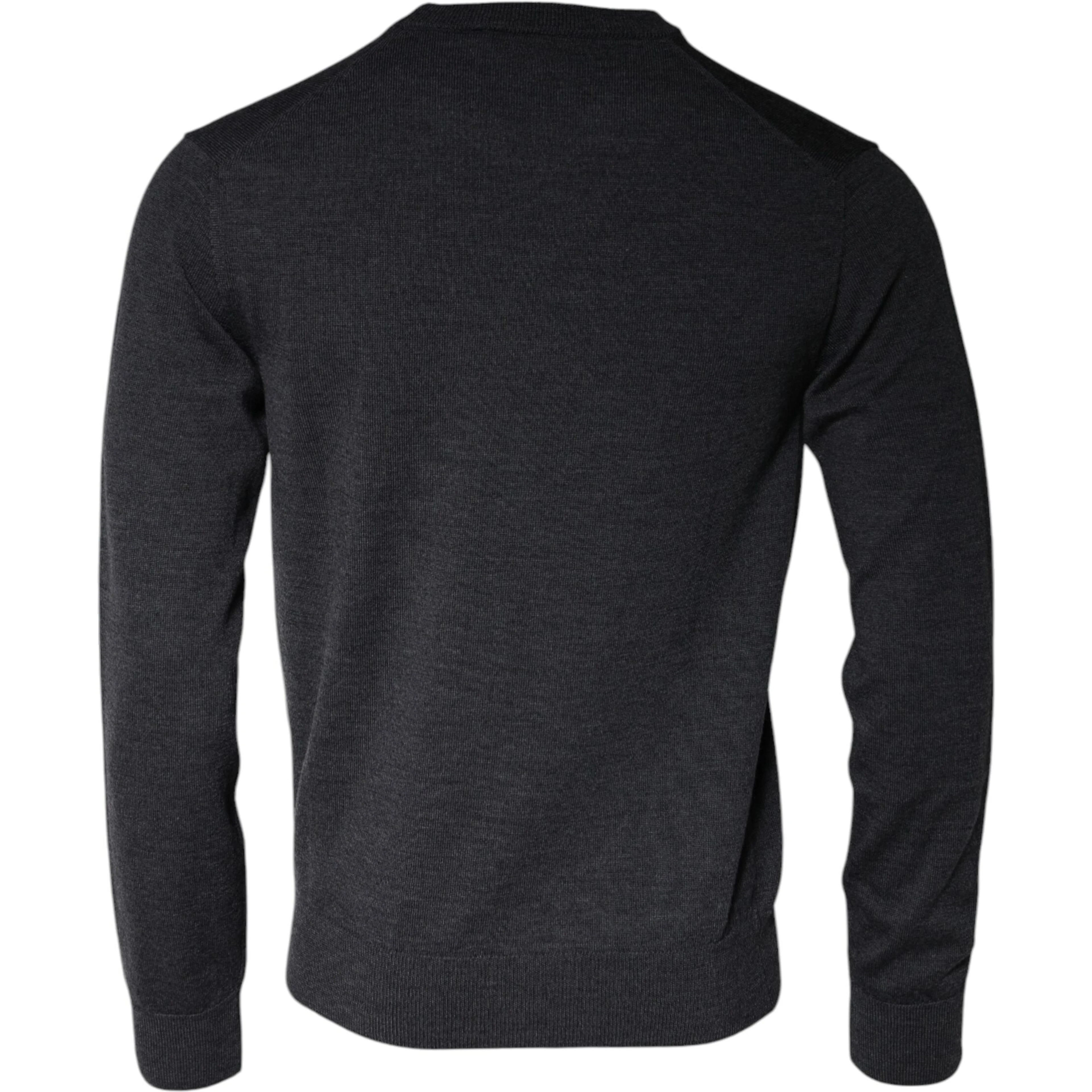Dark Gray Wool Crew Neck Pullover Sweater