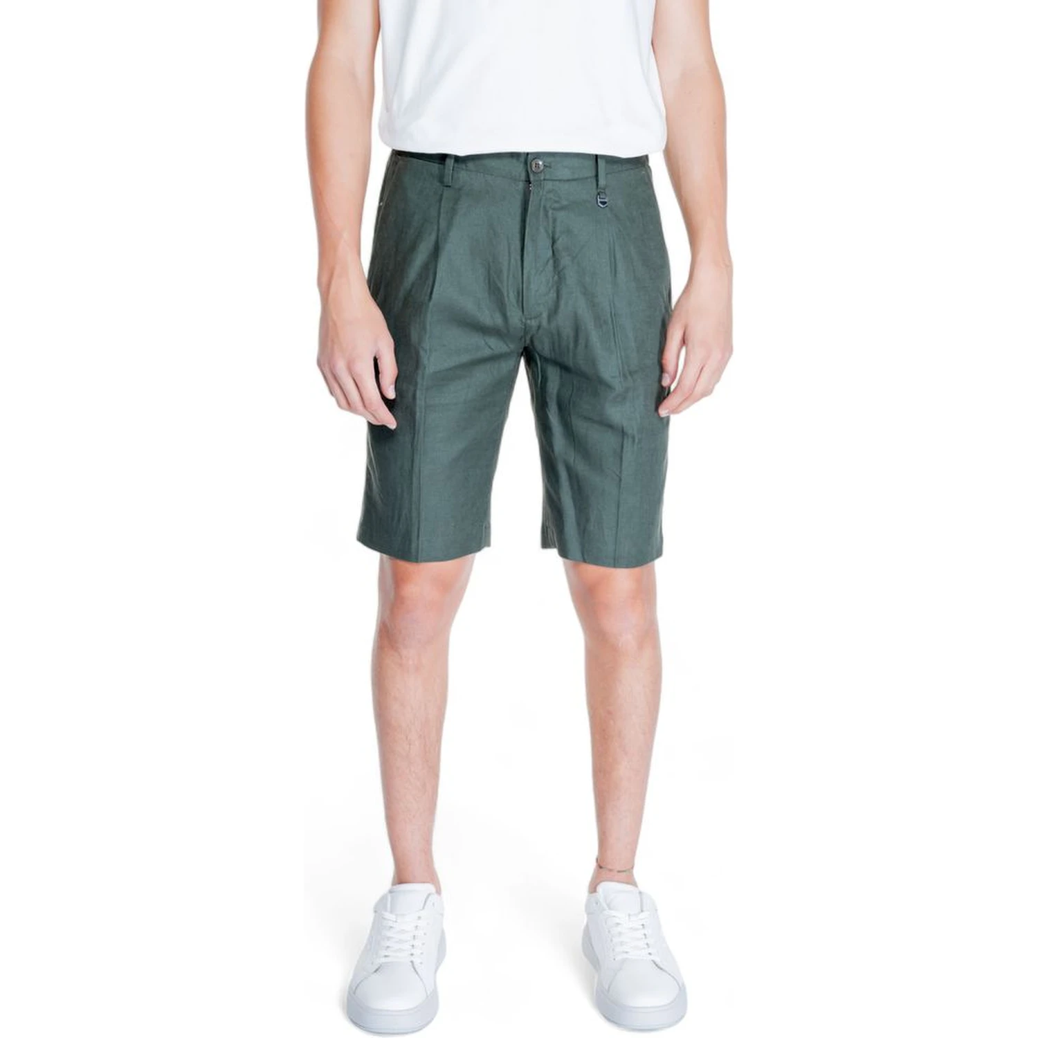 Green Linen Bermuda Shorts