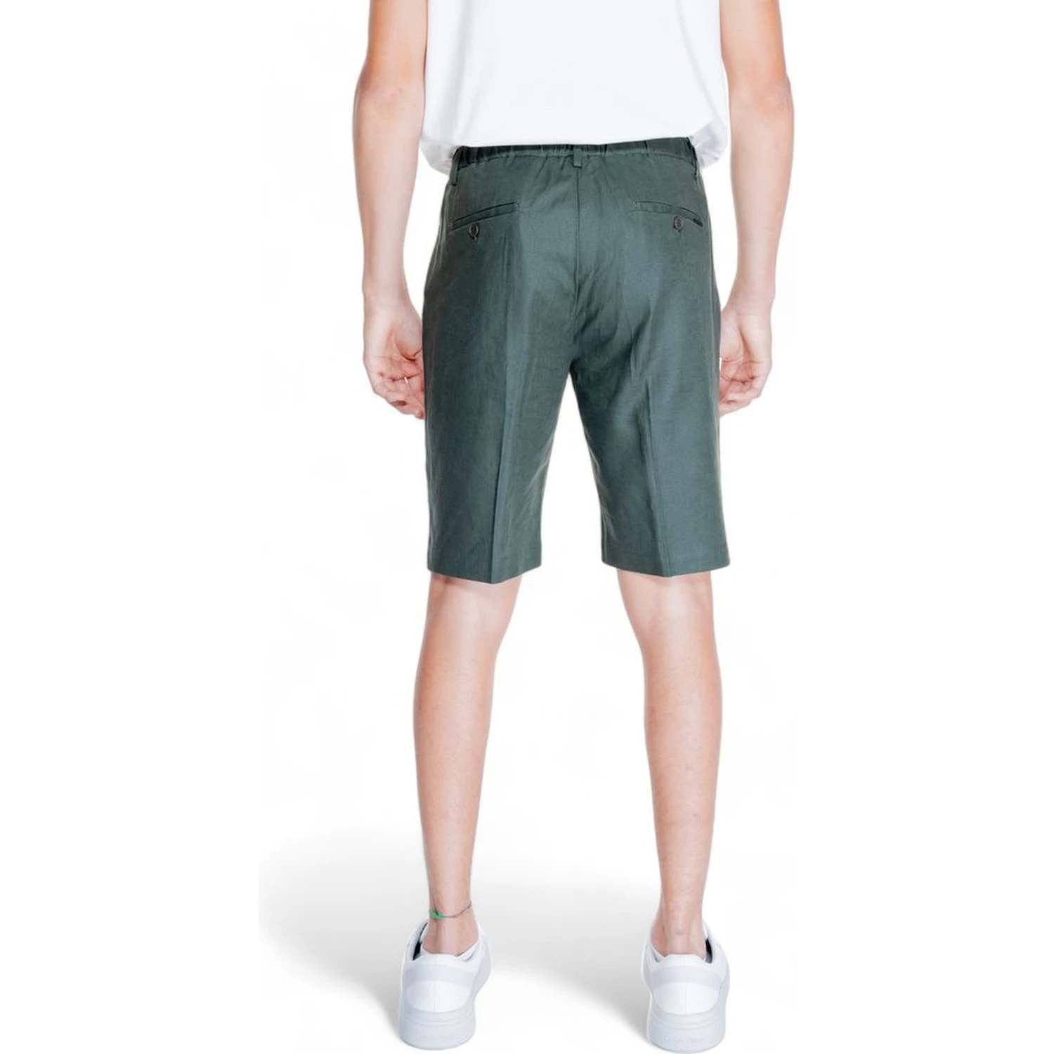 Green Linen Bermuda Shorts