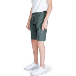 Green Linen Bermuda Shorts