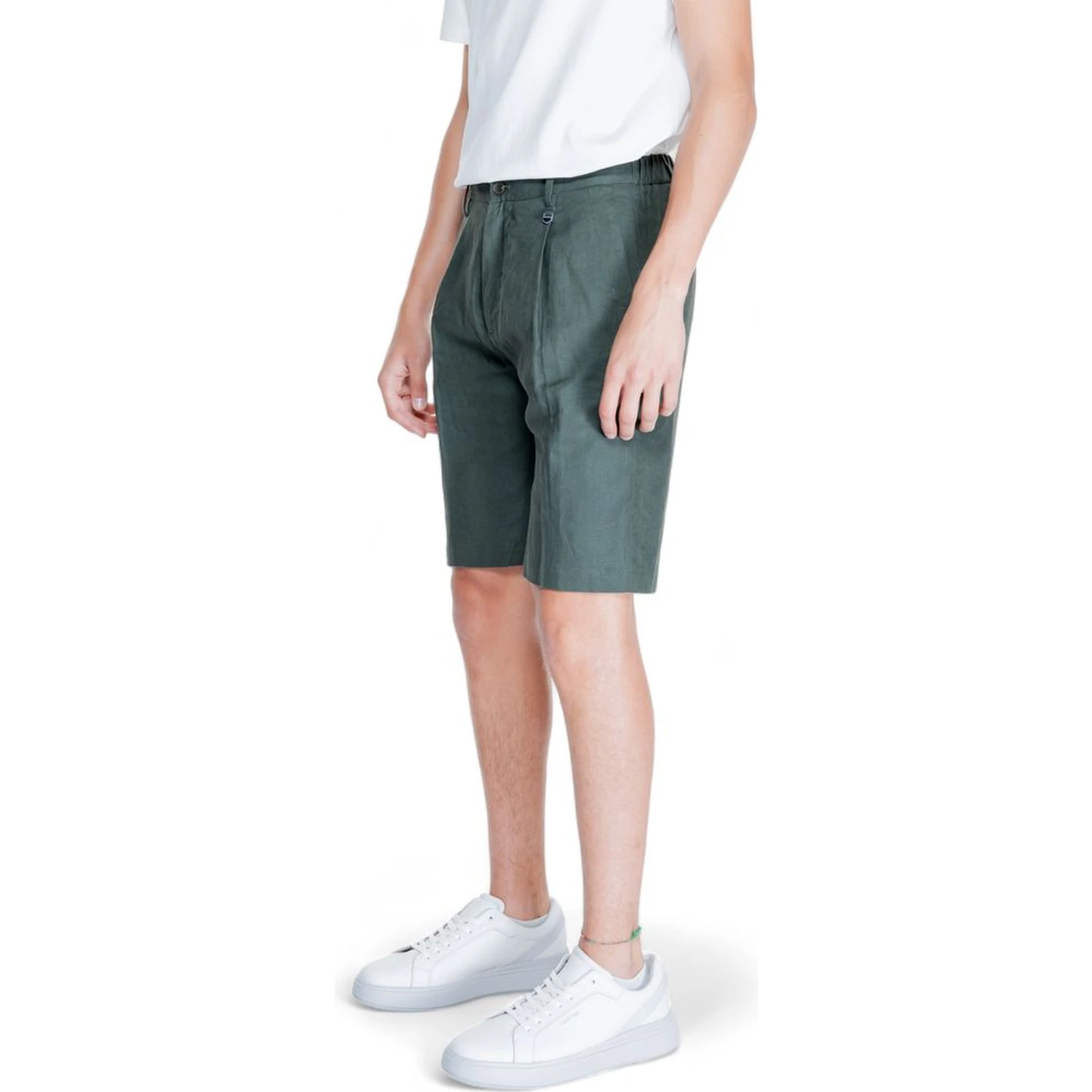 Green Linen Bermuda Shorts