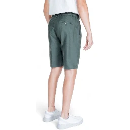 Green Linen Bermuda Shorts