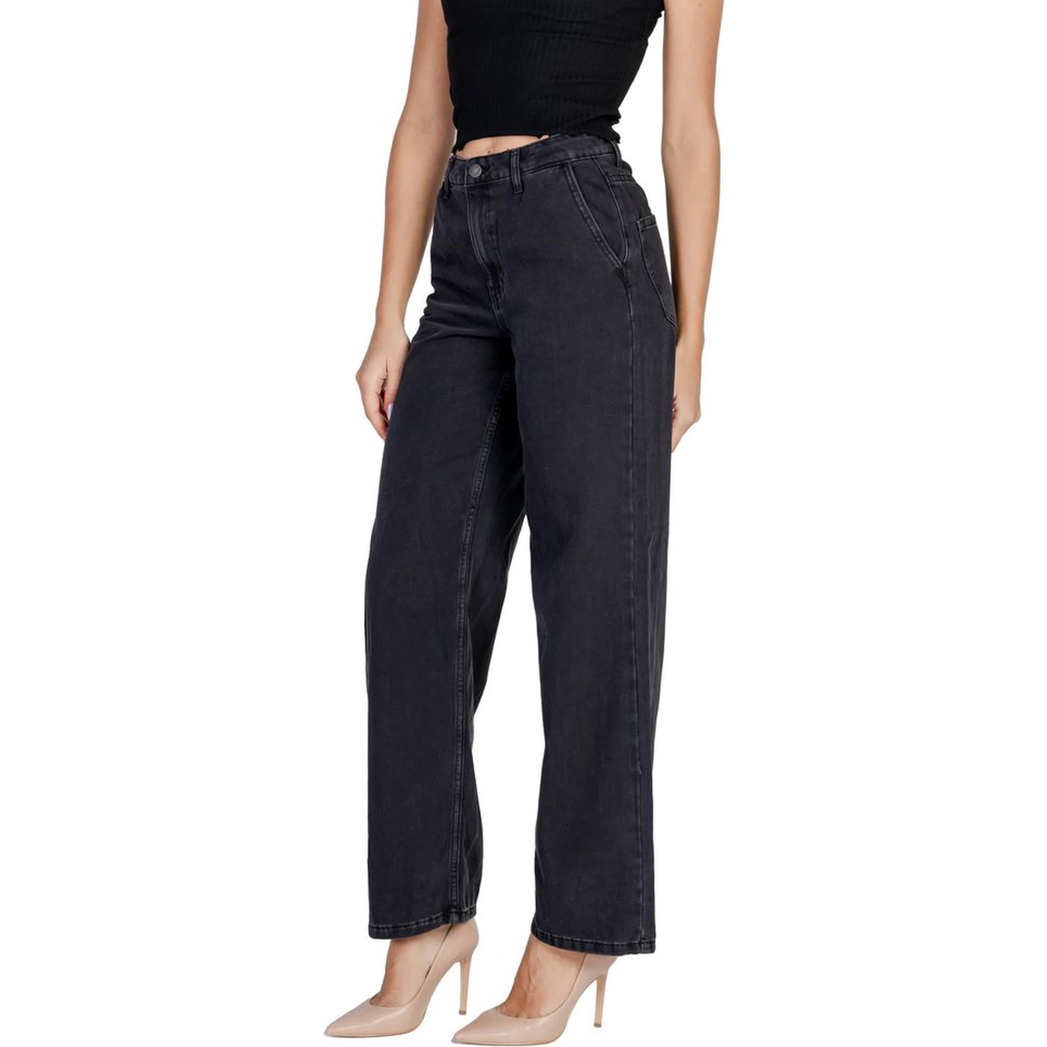Black Cotton Relaxed Fit Jeans