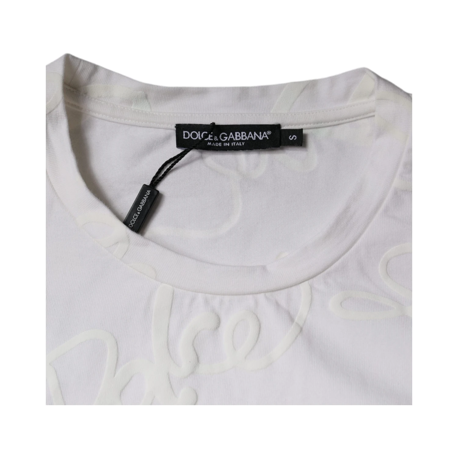 White Logo Print Cotton Crew Neck T-shirt