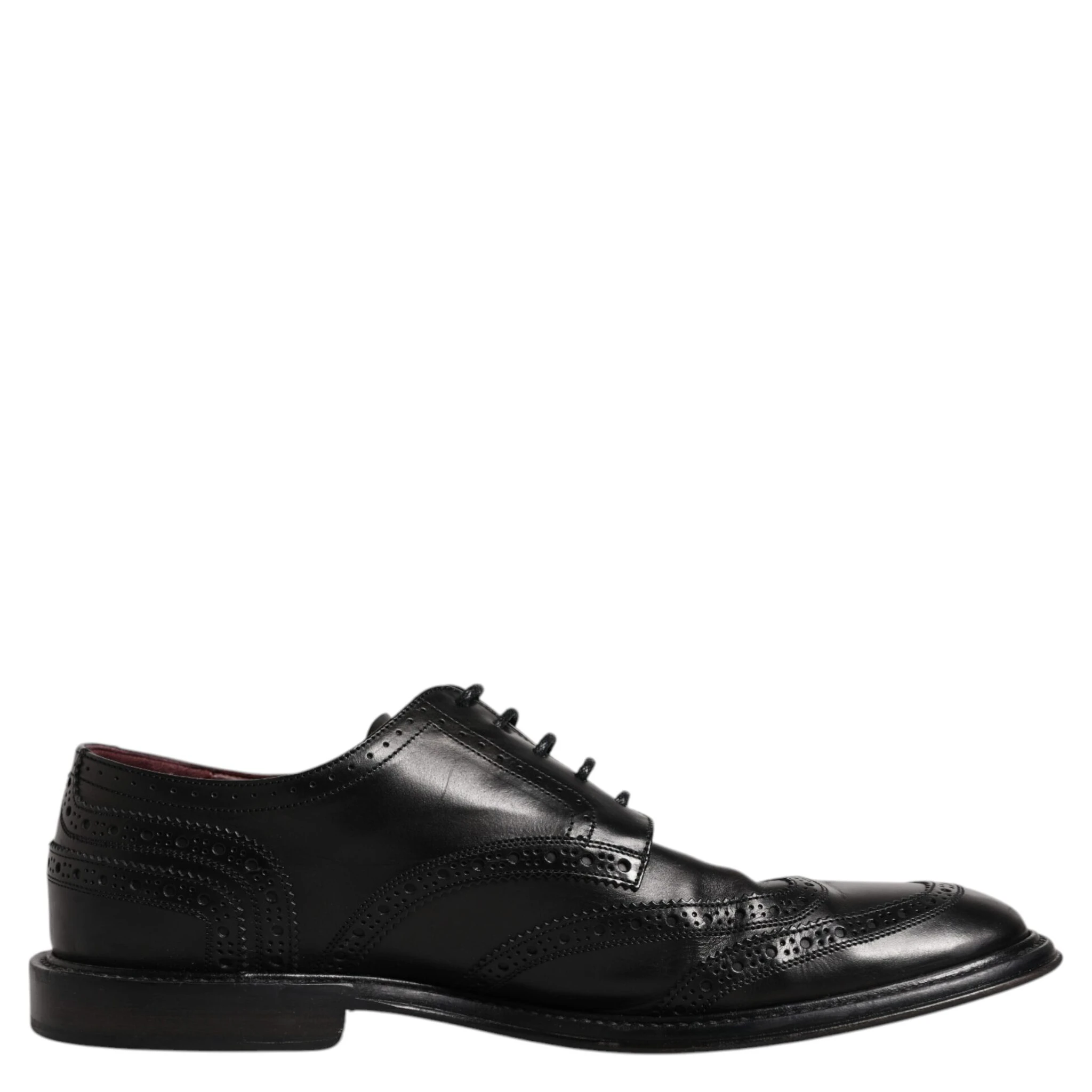 Black Leather Derby Wingtip Formal Shoes